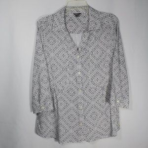 EDDIE BAUER Womens Geometric Print Rayon Blouse